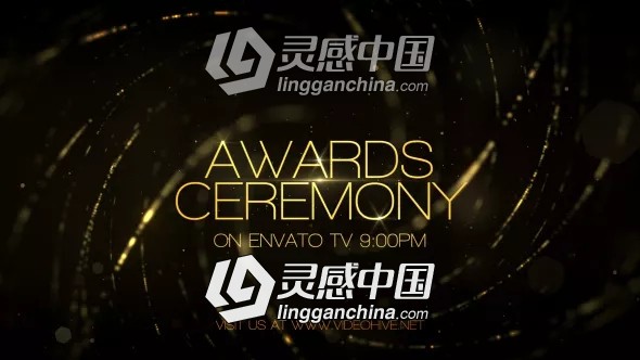 金色背景粒子颁奖典礼展示片头AE模板 Videohive Awards Ceremony Pack  灵感中国网 www.lingganchina.com