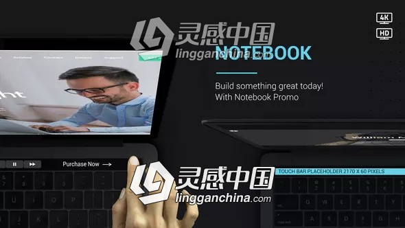 三维苹果笔记本电脑网站商品推广宣传展示介绍AE模板 Videohive Notebook Web Promo V2  灵感中国网 www.lingganchina.com