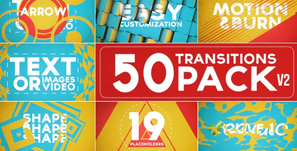 50种图形折叠分割转场效果包AE模板 Videohive 50 Transitions Pack with Opener  灵感中国网 www.lingganchina.com