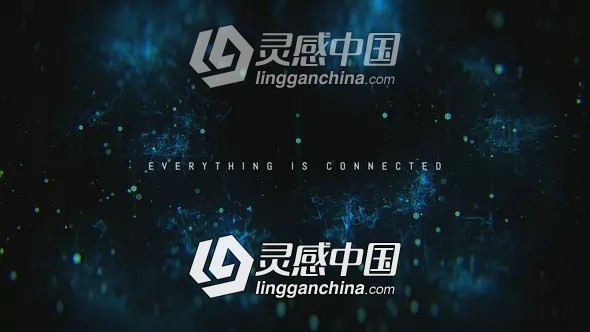 科技感点线粒子互联网文字标题展示AE模板 Videohive Everything is Connected Titles  灵感中国网 www.lingganchina.com