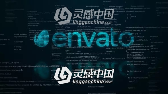 科技信息数据代码LOGO标志片头AE模板 Videohive Digital Code Logo Reveal  灵感中国网 www.lingganchina.com