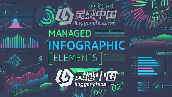 彩色信息数据统计图表柱状图动画包AE模板 Managed Infographic Elements  灵感中国网 www.lingganchina.com