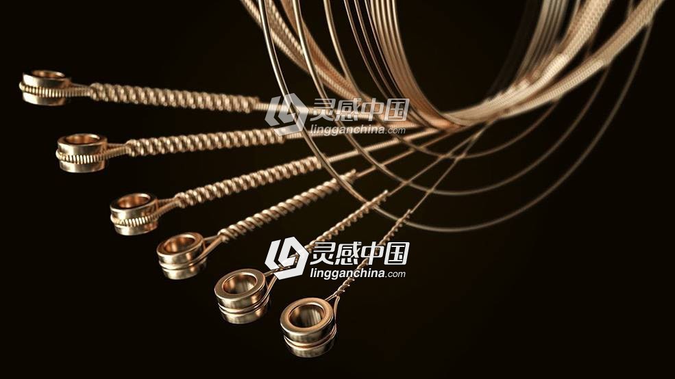 C4D吉它琴弦渲染教程（含工程文件） Guitar Strings Cinema 4D - Tutorial  灵感中国网 www.lingganchina.com