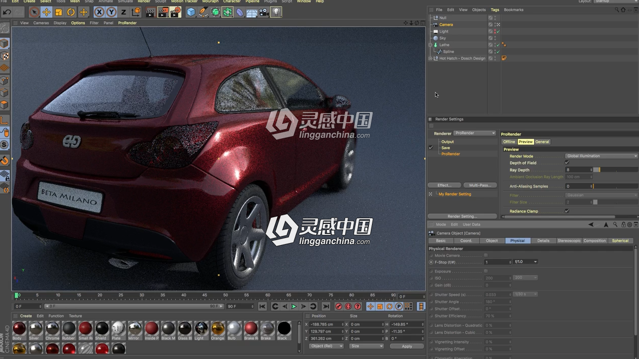 Cinema 4D R19新功能GPU渲染器ProRender视频教程  灵感中国网 www.lingganchina.com