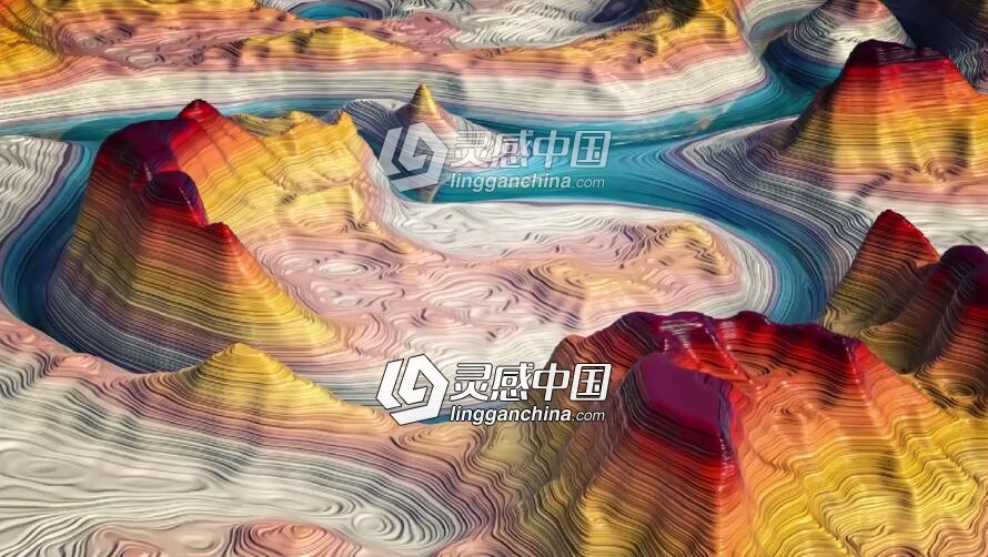 C4D抽象地形创建材质渲染视频教程 Colorful Canyon  CINEMA 4D Tutorial  灵感中国网 www.lingganchina.com