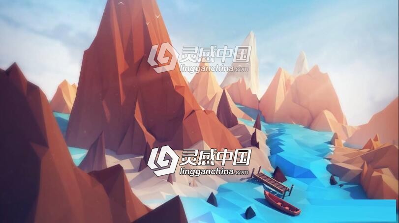 C4D Low Poly低边形风格场景建模渲染视频教程  灵感中国网 www.lingganchina.com