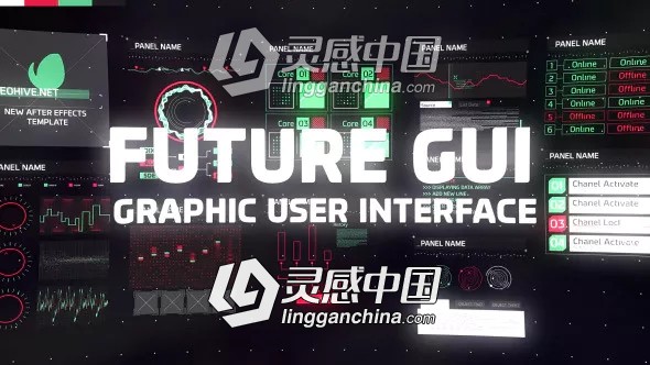 未来高科技HUD元素图表元素动画AE模板 Videohive HUD and GUI  灵感中国网 www.lingganchina.com