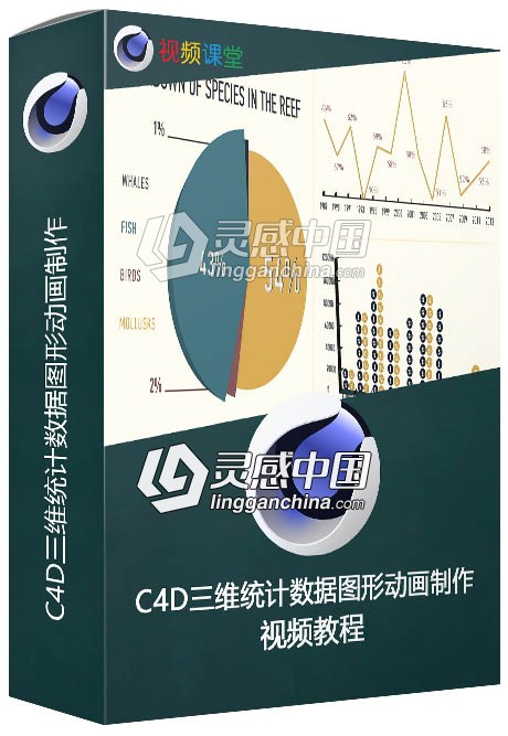 C4D三维统计数据图形动画制作视频教程  灵感中国网 www.lingganchina.com