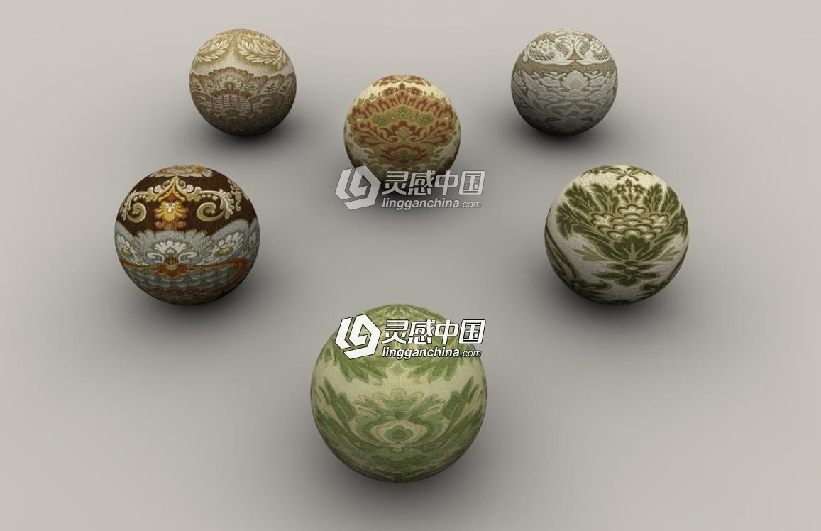 C4D壁纸材质球 Classical Wallpaper C4D材质  灵感中国网 www.lingganchina.com