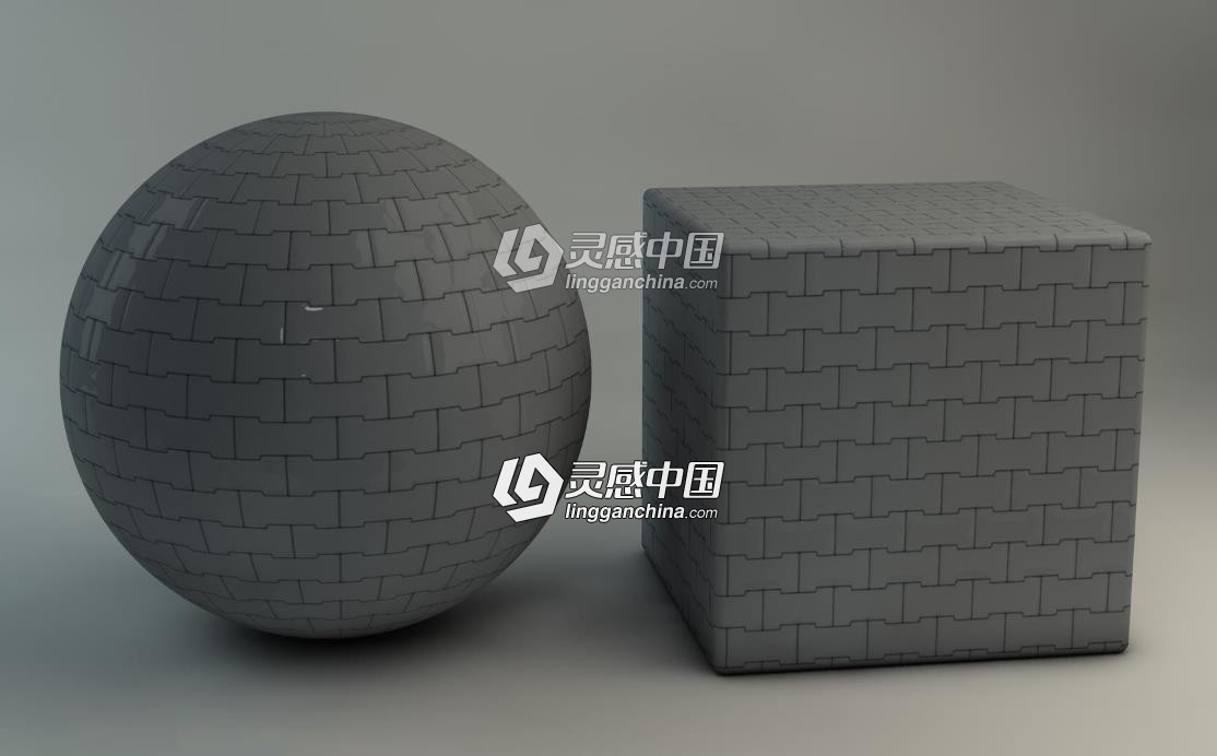 灰色工字地砖C4D材质 Custom Area Tile C4d Material C4D材质  灵感中国网 www.lingganchina.com