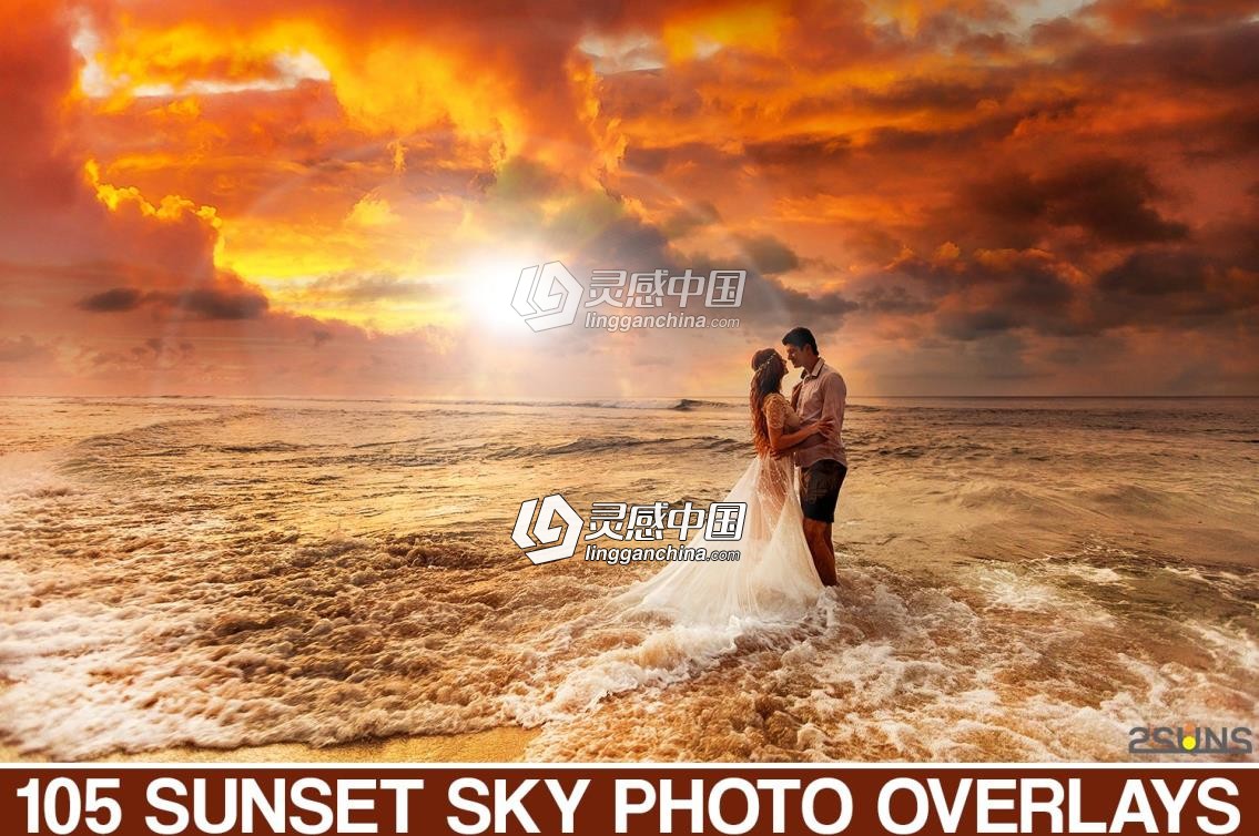 夕阳天空高清叠加合成素材 105 Sunset Sky Photo Overlays  灵感中国网 www.lingganchina.com