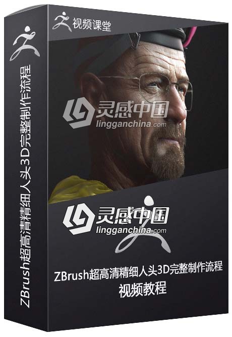 ZBrush超高清精细人头3D完整制作流程视频教程  灵感中国网 www.lingganchina.com