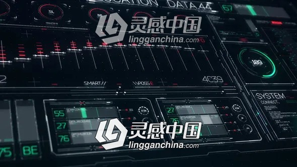 200种未来科技感HUD界面设计元素包AE模板+PR模板  灵感中国网 www.lingganchina.com