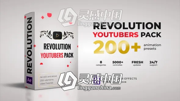 200个视频社交媒体包装设计标题图形场景博客UP主订阅关注宣传介绍展示AE模板  灵感中国网 www.lingganchina.com