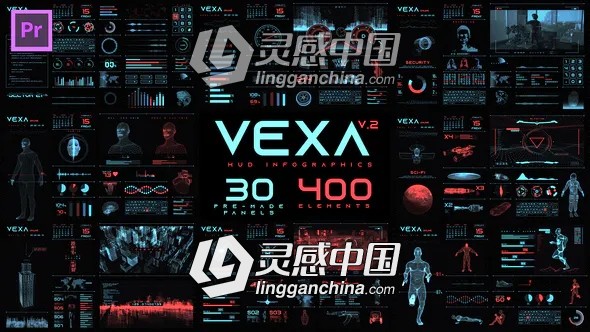 380个未来数字科技HUD图形元素动画包PR模板  灵感中国网 www.lingganchina.com