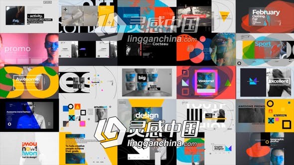 现代流行设计文字标题排版动画AE模板  灵感中国网 www.lingganchina.com