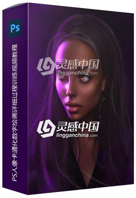 PS人像卡通化数字绘画详细过程训练视频教程  灵感中国网 www.lingganchina.com