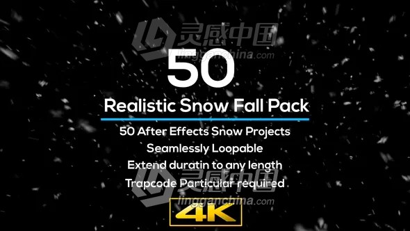 50种下雪天气真实雪花飞舞场景合成特效AE模板  灵感中国网 www.lingganchina.com