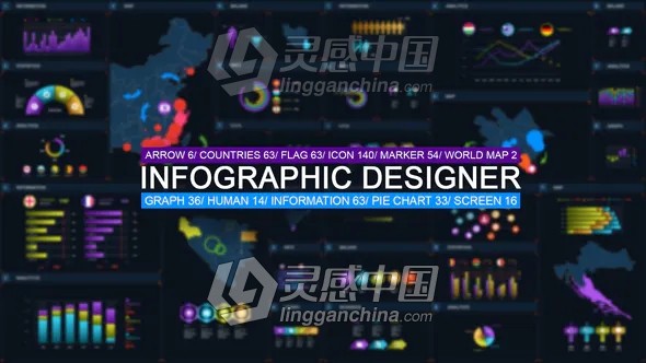 490个商务公司报表信息图表演示解说动画AE模板  灵感中国网 www.lingganchina.com