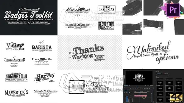 70个复古年代文字标题徽章动画PR预设PR模板  灵感中国网 www.lingganchina.com