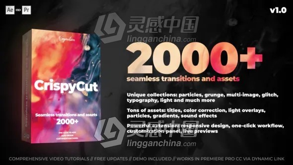 2000视频转场过渡效果模糊冲击扭曲干扰光效粒子AE脚本Transitions AtomX注册版  灵感中国网 www.lingganchina.com