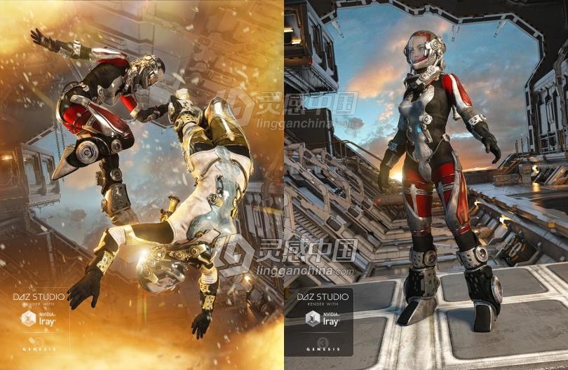 科幻机械钢铁宇航服装套装3D模型合集 EXO Suit Textures  灵感中国网 www.lingganchina.com