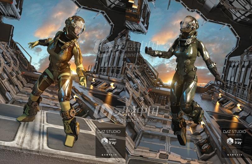 科幻机械钢铁宇航服装套装3D模型合集 EXO Suit Textures  灵感中国网 www.lingganchina.com