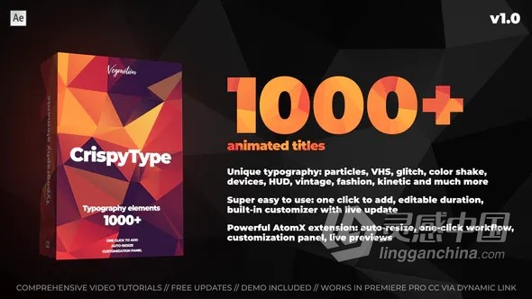 1000种创意时尚现代文字标题排版动画预设AE脚本 1000+ Titles And Typography  灵感中国网 www.lingganchina.com