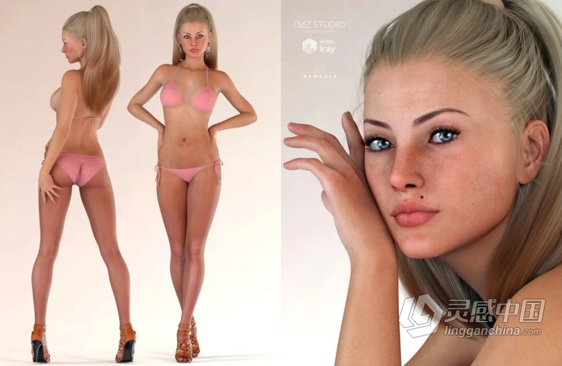 美丽性感苗条的女性角色3D模型合辑 Vilde for Genesis 3 Female  灵感中国网 www.lingganchina.com