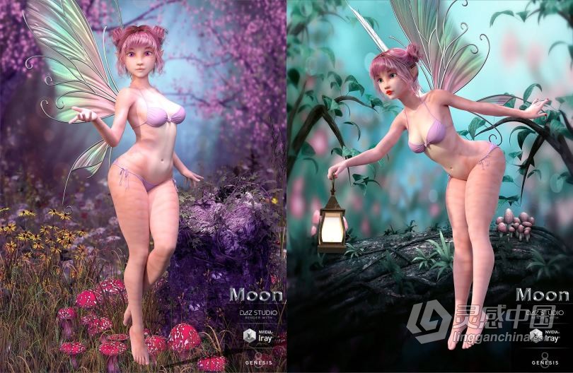 可爱精灵美少女角色3D模型合集 Moon for Genesis 8 Female  灵感中国网 www.lingganchina.com