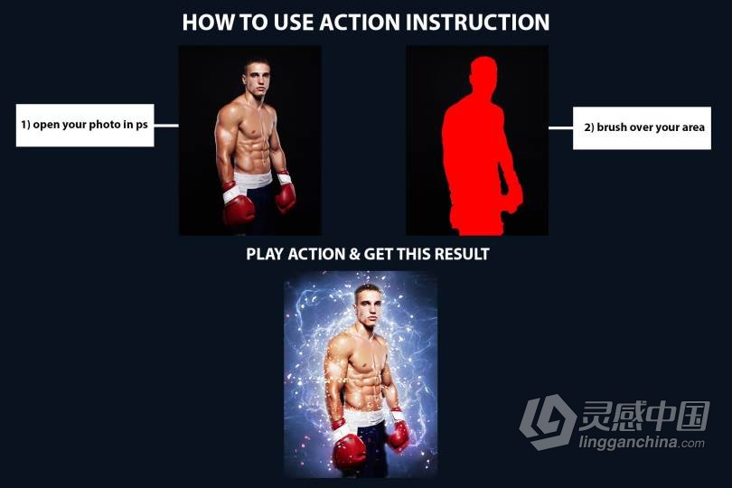 能量光效围绕Photoshop动作 Energy Photoshop Action 附视频教程  灵感中国网 www.lingganchina.com