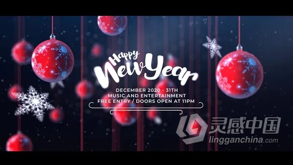圣诞彩球雪花饰品装饰动画演绎晚会节日邀请函视频贺卡AE模板AE工程文件 Christmas Party Invitation  灵感中国网 www.lingganchina.com