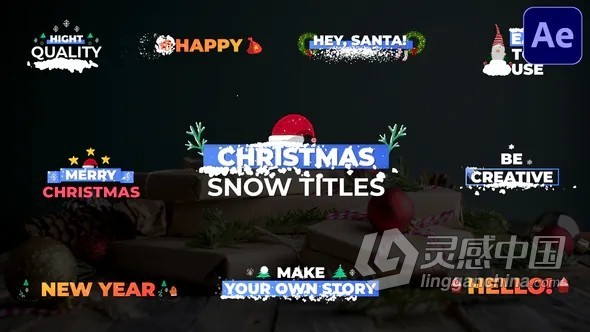 Christmas Snow Titles圣诞节主题冬天雪花卡通视频字幕标题AE模板AE工程文件 Christmas Snow Titles  灵感中国网 www.lingganchina.com