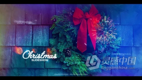 炫丽烟花粒子动画效果通用晚会开场圣诞新年庆祝活动视差幻灯片AE模板AE工程文件 Christmas Slideshow  灵感中国网 www.lingganchina.com