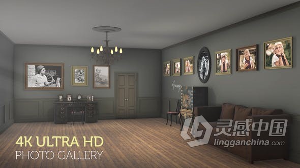 4K缓慢动画效果室内3D艺术相框相册人物传记复古纪念馆AE模板AE工程文件 Old Memories  灵感中国网 www.lingganchina.com