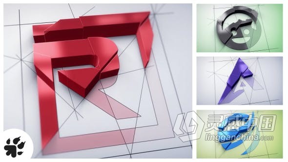 3D动感明亮挤压logo动画适合建筑施工企业工程主题标志片头AE模板AE工程文件 Architect Logo Build  灵感中国网 www.lingganchina.com