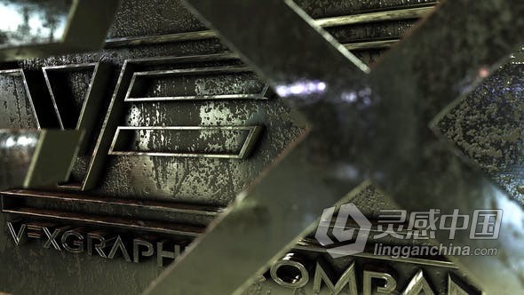 三维金属泛锈迹光泽感4K大气标志LOGO片头AE模板AE工程文件 Power Grunge Logo  灵感中国网 www.lingganchina.com