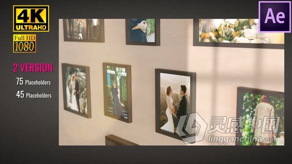4K照片墙廊婚礼幻灯片视频相册动画制作AE模板AE工程文件 videohive Gallery  灵感中国网 www.lingganchina.com