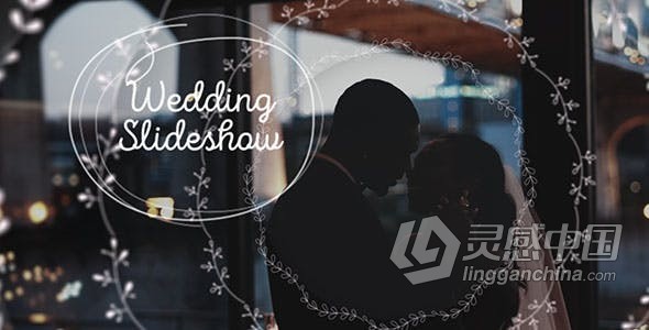 唯美浪漫婚礼幻灯片独特复古徽章标题花环动画元素点缀美好视差电子相册AE模板AE工程文件 Wedding Slideshow  灵感中国网 www.lingganchina.com