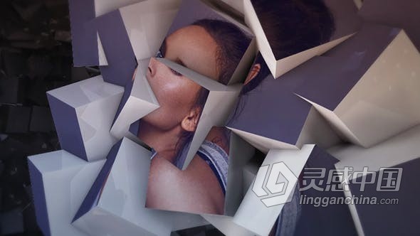 3D抽象立方体翻转拼接屏幕背景动画照片显示作品写真视频相册AE模板AE工程文件 Photo Slideshow  灵感中国网 www.lingganchina.com
