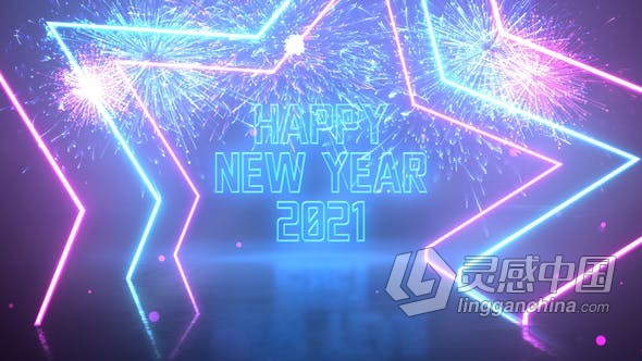 复古霓虹灯数字倒数年会庆典夜总会音乐派对新年活动倒计时片头 AE模板 AE工程文件 Neon Party New Year Wishes  灵感中国网 www.lingganchina.com
