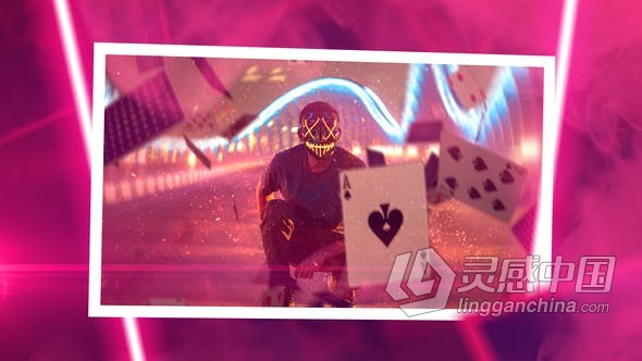 霓虹灯双色调设计照片动画幻灯片时尚视频相册片头效果制作 AE模板 AE工程文件 Neon Slideshow  灵感中国网 www.lingganchina.com