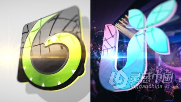 3D干净简洁带光泽感品牌标志LOGO片头 AE模板 AE工程文件 Clean 3D Logo Intro  灵感中国网 www.lingganchina.com
