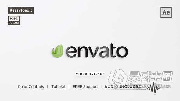 光泽感网格线条快速挤压3D标志视频片头 AE模板 AE工程文件 Clean and Minimal Logo Reveal  灵感中国网 www.lingganchina.com