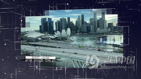 数学背景素描线动画展示摩天大楼建筑蓝图数字城市宣传幻灯片 AE模板 AE工程文件 Architect Slideshow  灵感中国网 www.lingganchina.com