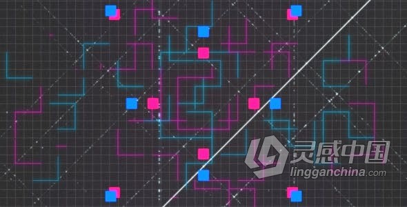 复古网格线条霓虹灯发光文字故障创意LOGO标志视频片头 AE模板 AE工程文件 Glow Glitch Logo  灵感中国网 www.lingganchina.com