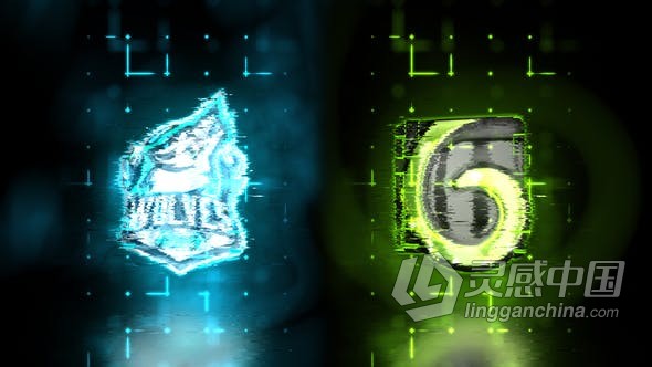 发光故障失真标志动画视频片头制作 AE模板 AE工程文件 Glow Glitchy Logo Reveal  灵感中国网 www.lingganchina.com