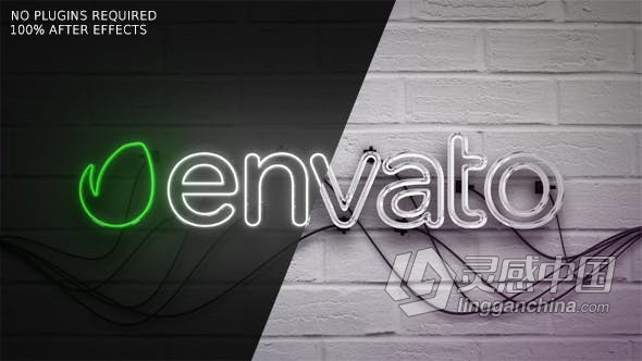 3D玻璃灯管霓虹灯LOGO点亮效果动画视频片头 AE模板 AE工程文件 videohive Neon  灵感中国网 www.lingganchina.com