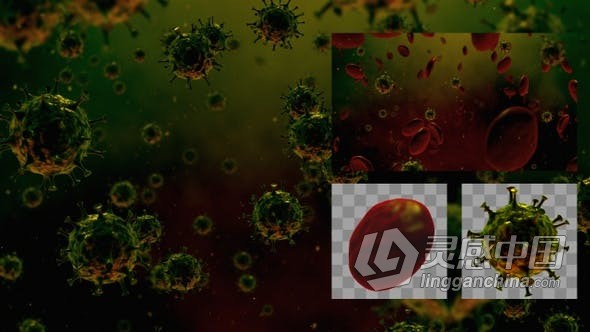 移动病毒细胞3D动画疾病医学研究教育/解释性视频素材 videohive Virus  灵感中国网 www.lingganchina.com