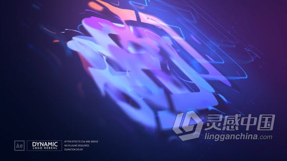 液体波浪3D科技线条图形动画LOGO标志片头视频制作 AE模板 AE工程文件 Dynamic Logo Reveal  灵感中国网 www.lingganchina.com
